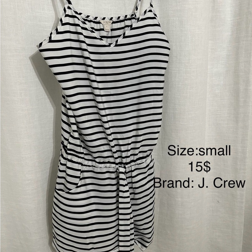 J. Crew Black and White Striped Dress